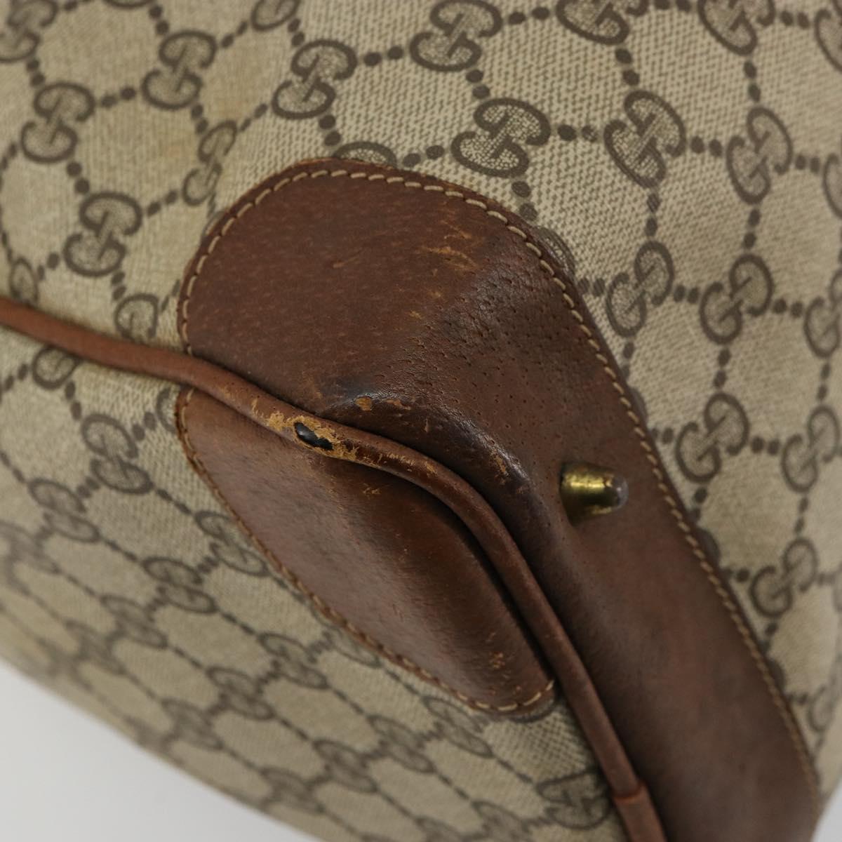 GUCCI GG Supreme Web Sherry Line Boston Bag PVC Beige Gold Auth 178730
