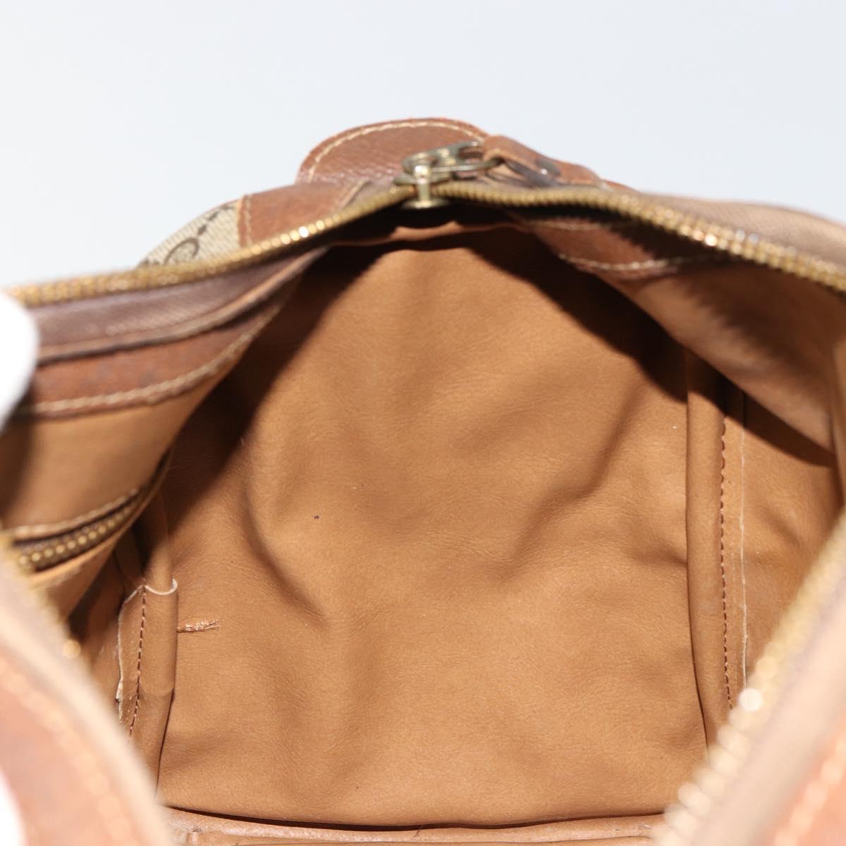 GUCCI GG Supreme Web Sherry Line Boston Bag PVC Beige Gold Auth 178730