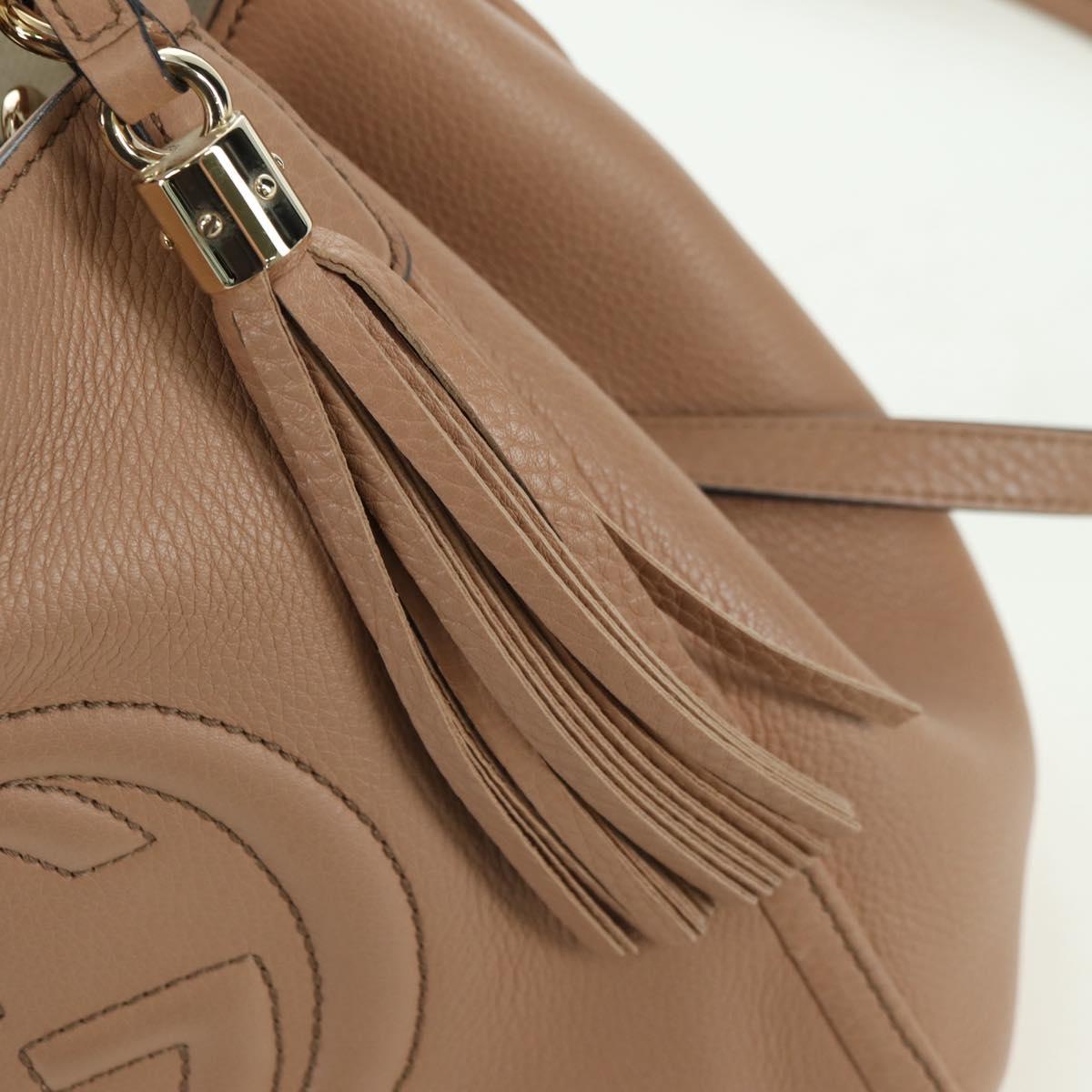 GUCCI Soho Hand Bag Leather 2way Pink Gold 336751 Auth 178732V