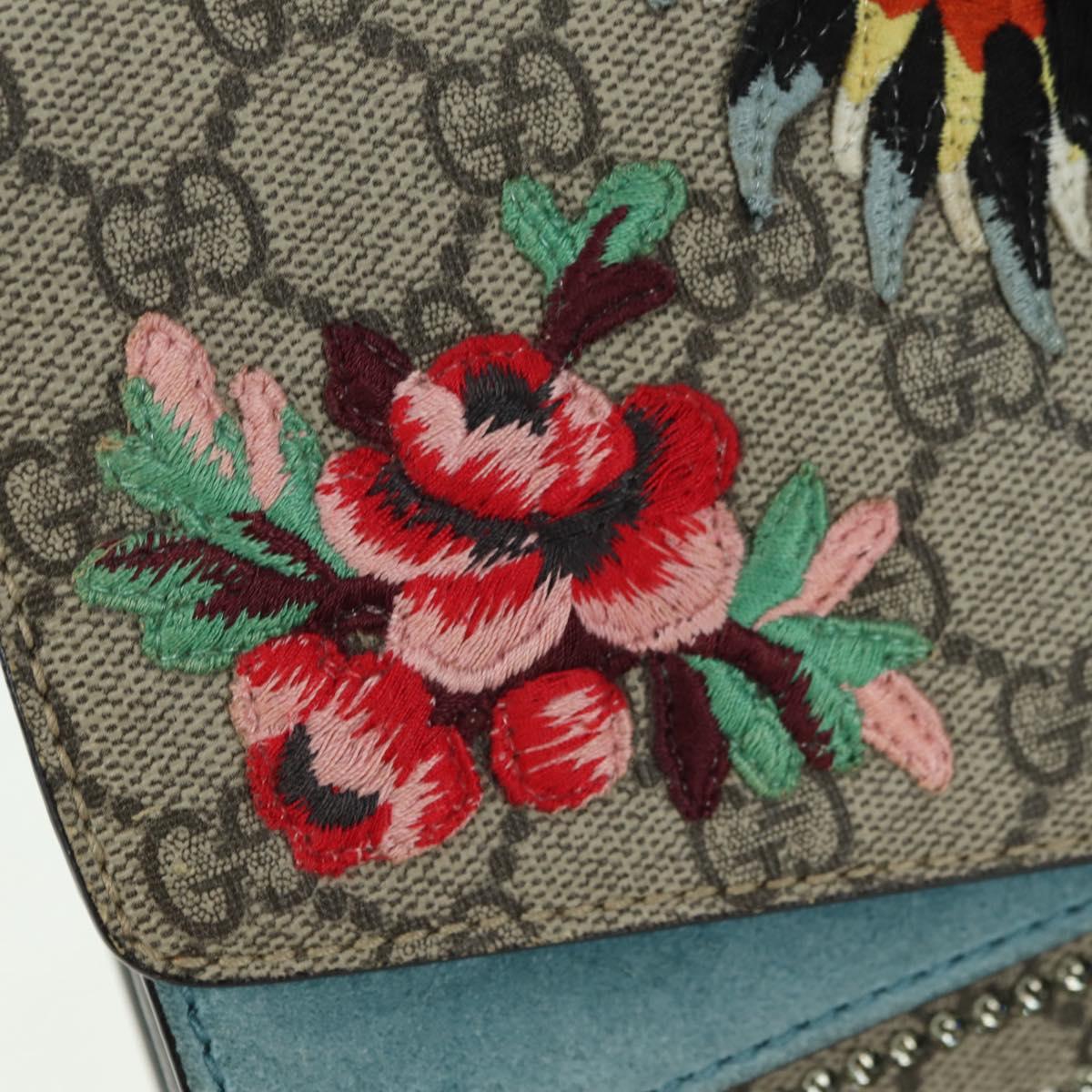 GUCCI Chain Dionysus Angry Cat Bag Leather Beige Silver 403348 Auth 178733V