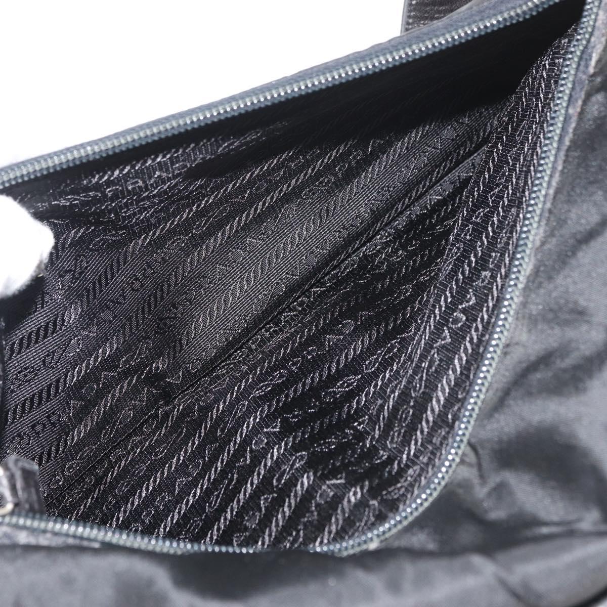 PRADA Shoulder Bag Nylon Black Silver Auth 178737A