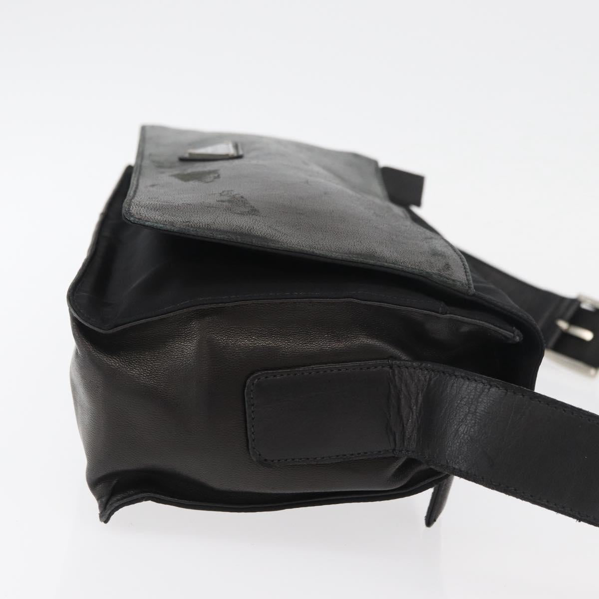 PRADA Shoulder Bag Nylon Black Silver Auth 178737A