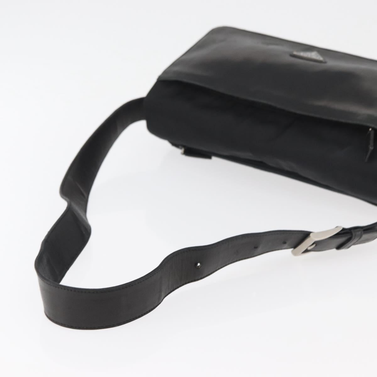 PRADA Shoulder Bag Nylon Black Silver Auth 178737A