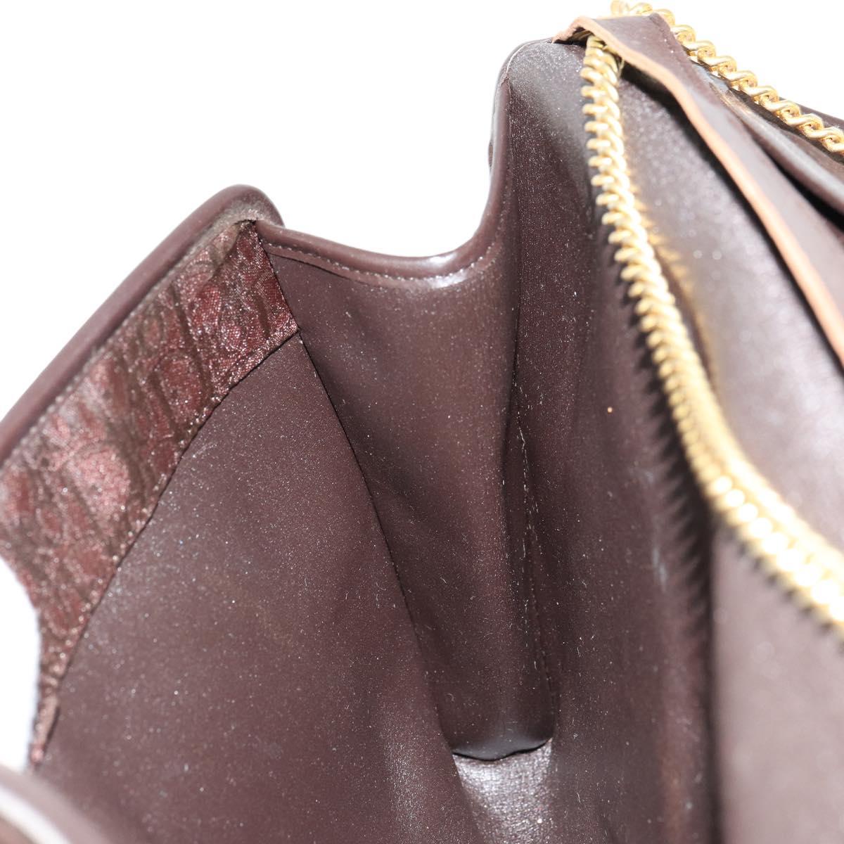 Christian Dior Trotter Canvas Chain Shoulder Bag Brown Gold Auth 178742