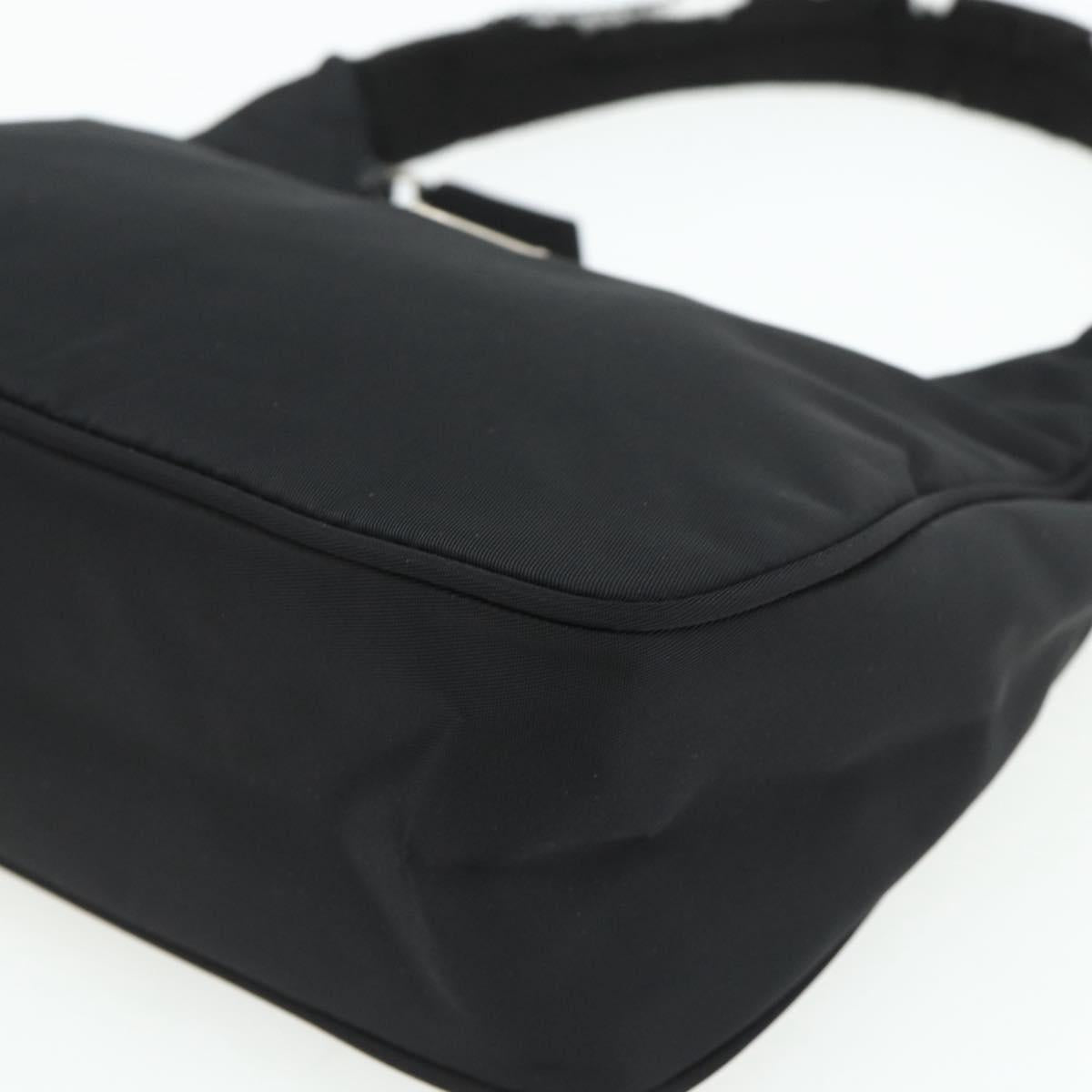 PRADA Hand Bag Pouch Nylon Black Silver Auth 178743