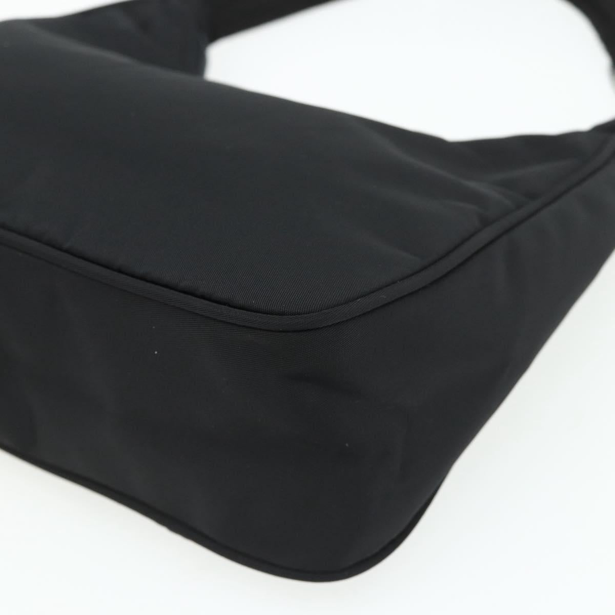 PRADA Hand Bag Pouch Nylon Black Silver Auth 178743
