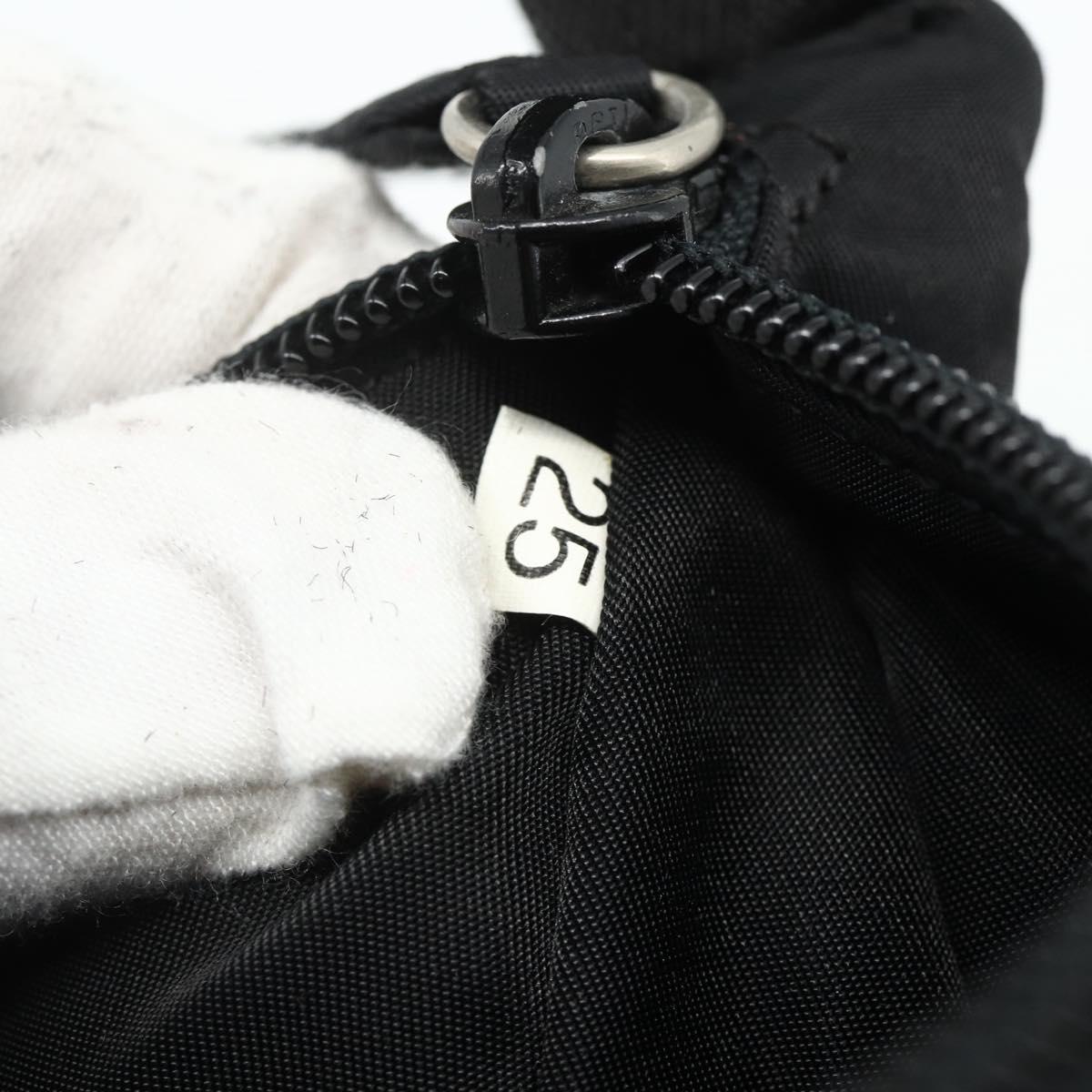 PRADA Hand Bag Pouch Nylon Black Silver Auth 178743