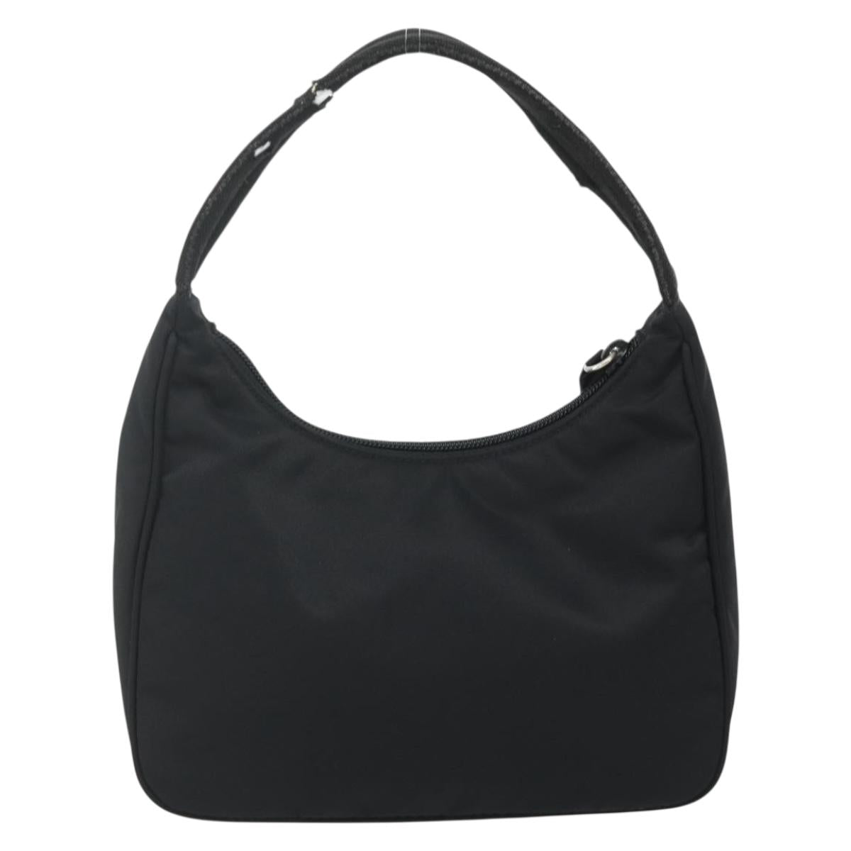 PRADA Hand Bag Pouch Nylon Black Silver Auth 178743