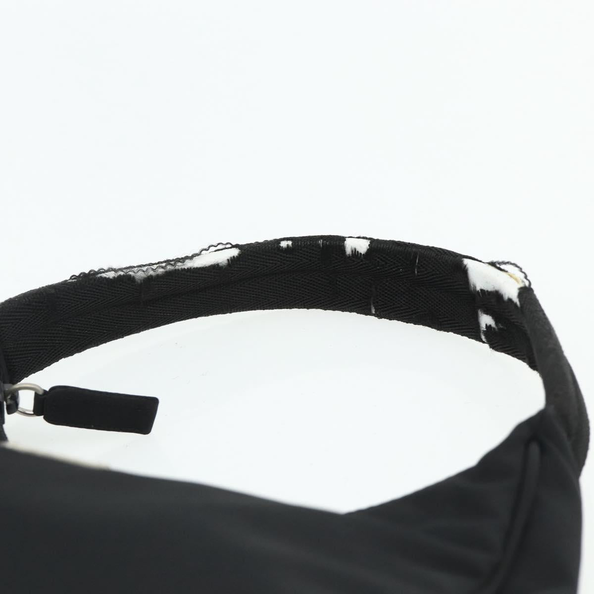 PRADA Hand Bag Pouch Nylon Black Silver Auth 178743