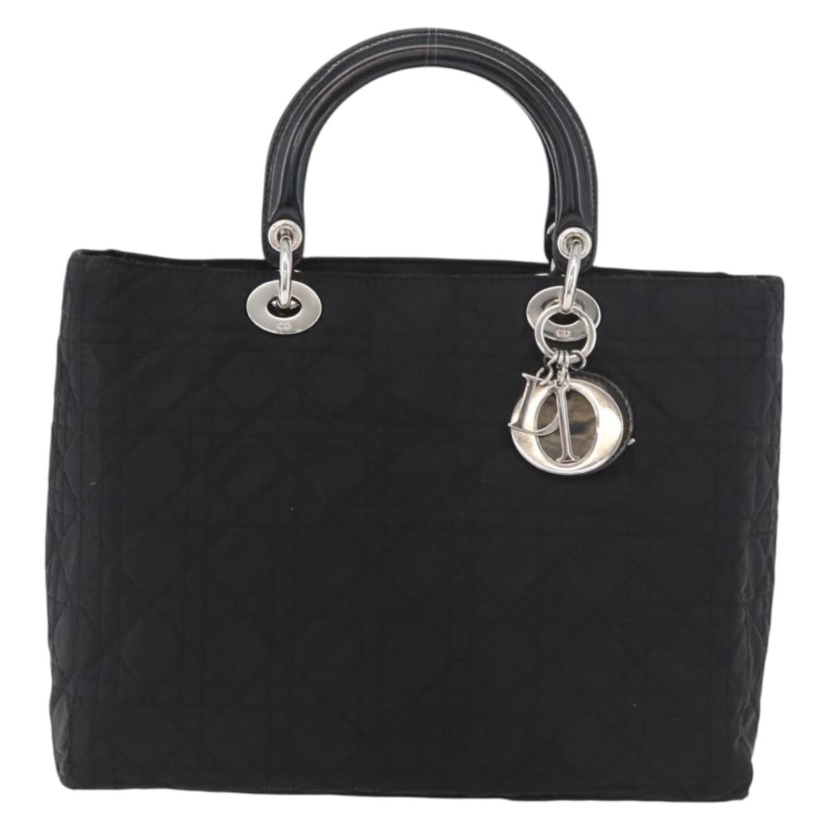 Christian Dior Canage Lady Dior Hand Bag Nylon Auth 178744A