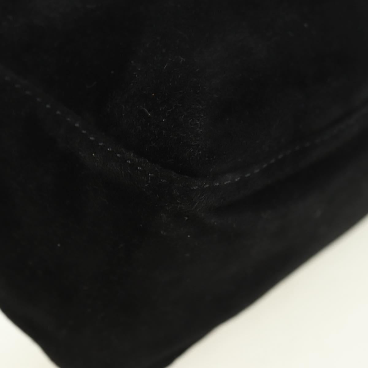 FENDI Mamma Baguette Tote Bag Suede Black Gold Auth 178745V