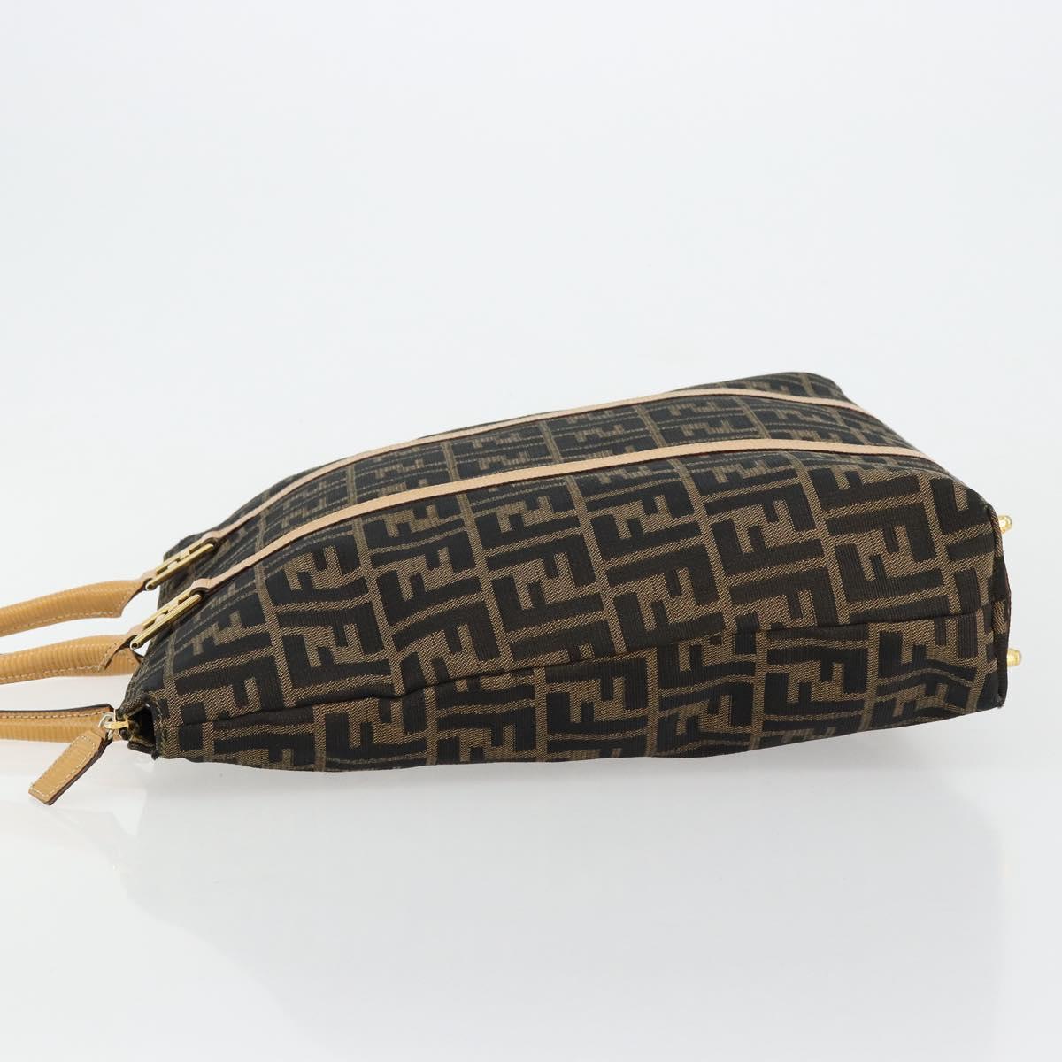 FENDI Zucca Canvas Hand Bag Black Brown Auth 178746A
