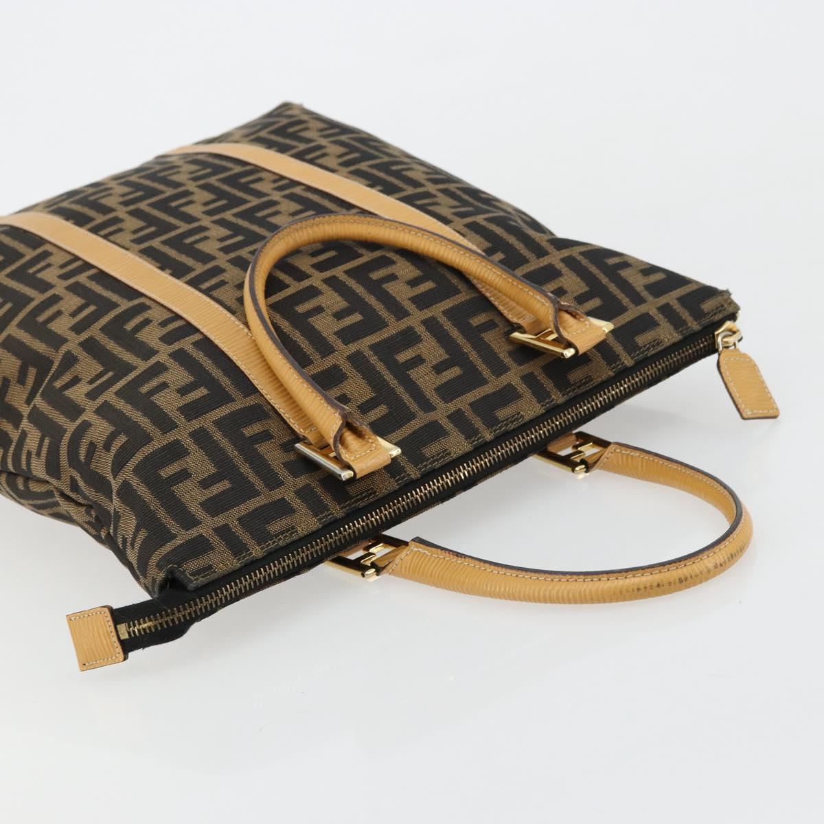 FENDI Zucca Canvas Hand Bag Black Brown Auth 178746A