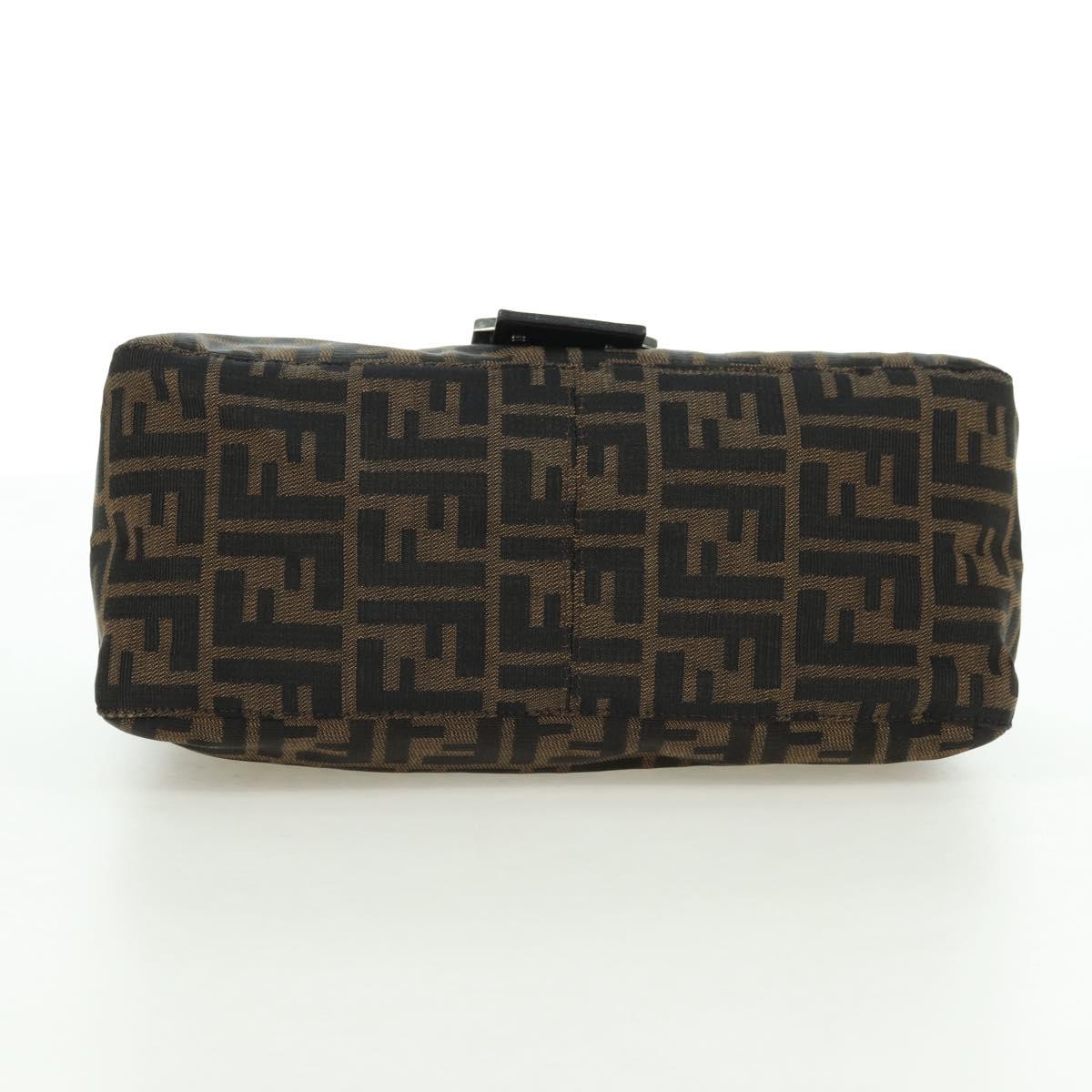 FENDI Zucca Canvas Mamma Baguette Shoulder Bag Black Brown Auth 178747V