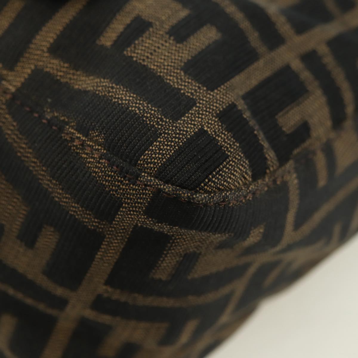 FENDI Zucca Canvas Mamma Baguette Shoulder Bag Black Brown Auth 178747V