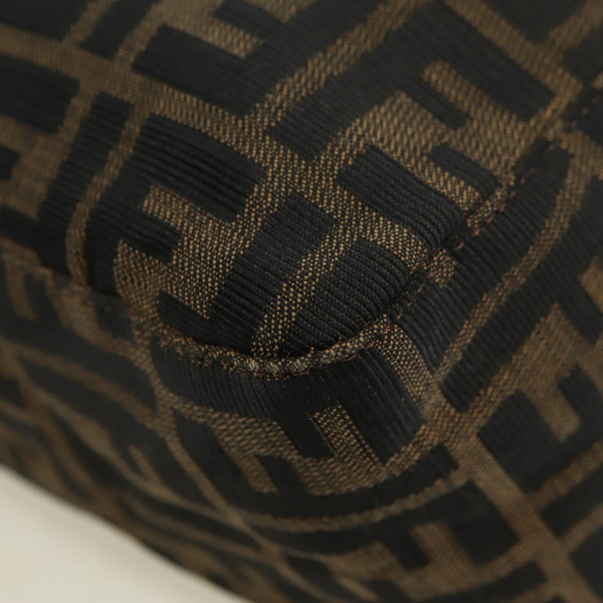 FENDI Zucca Canvas Mamma Baguette Shoulder Bag Black Brown Auth 178747V