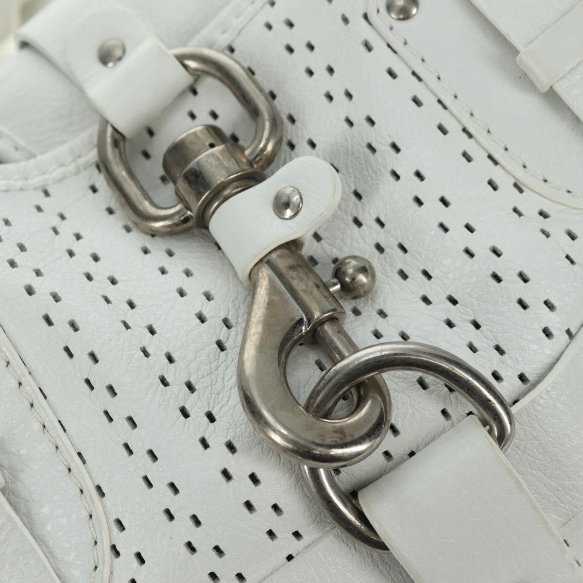 Chloe Kerala Hand Bag Leather White Silver Auth 178748V