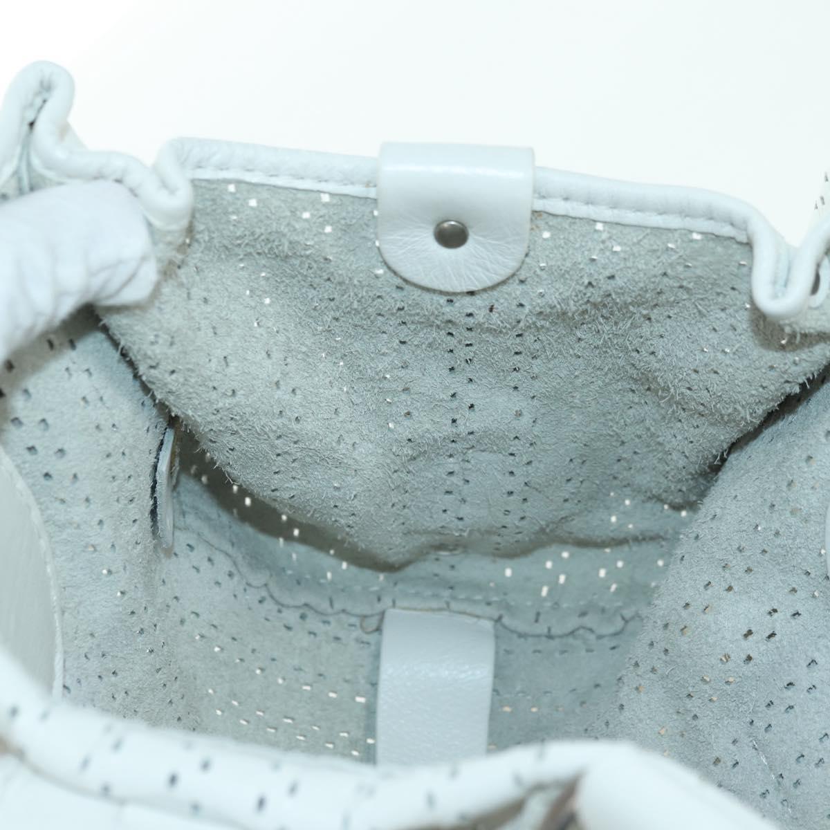 Chloe Kerala Hand Bag Leather White Silver Auth 178748V
