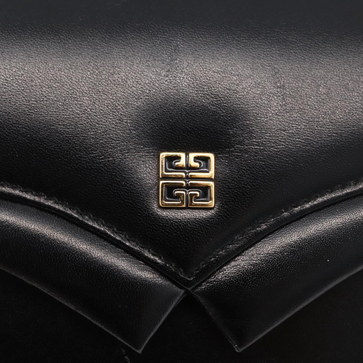 GIVENCHY Hand Bag Leather Black Gold Auth 178755