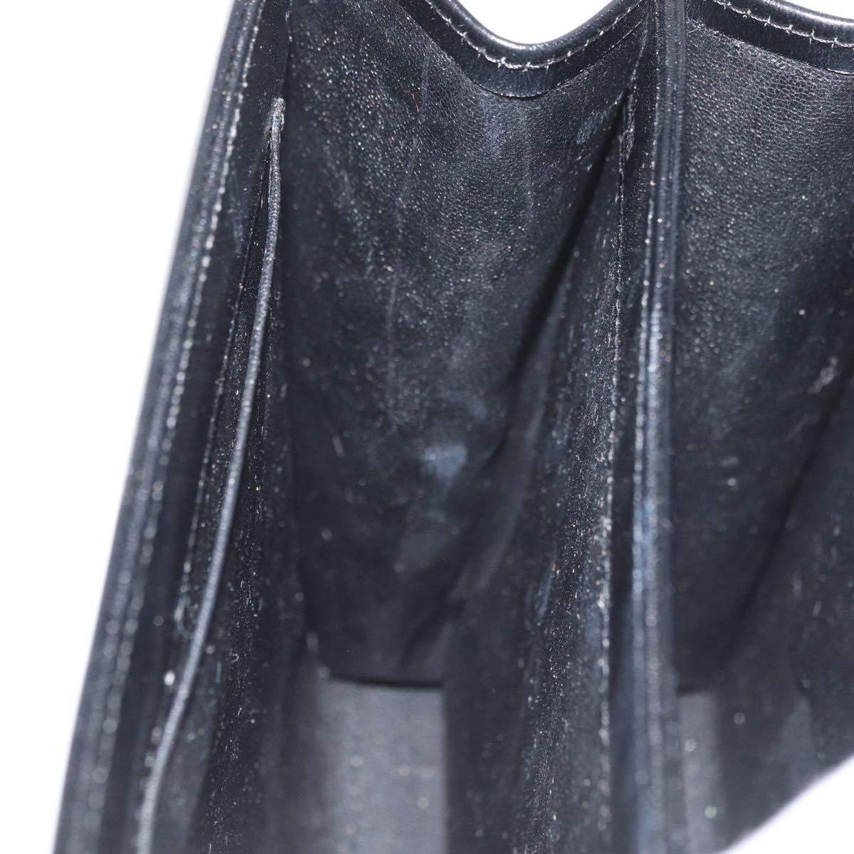 GIVENCHY Hand Bag Leather Black Gold Auth 178755