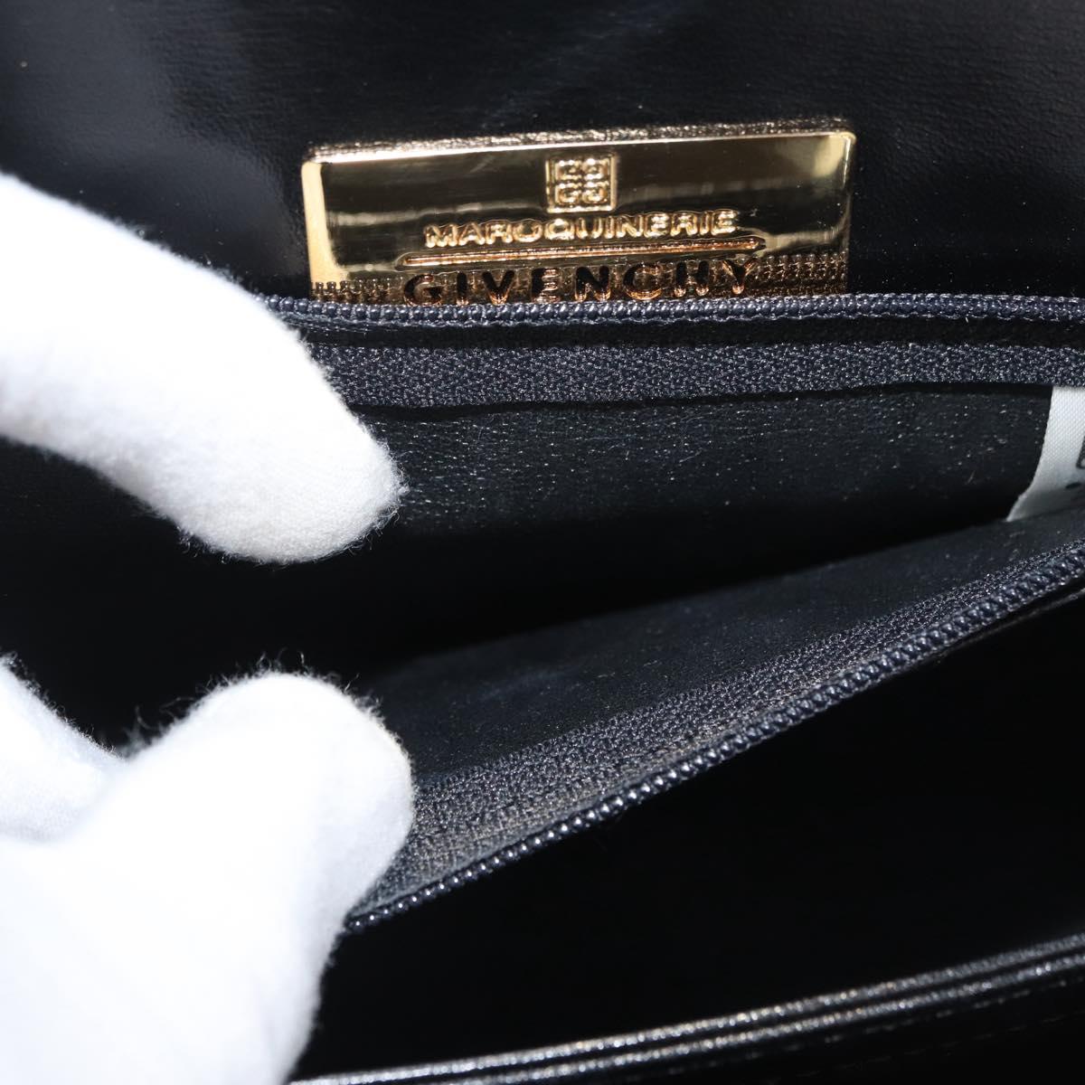 GIVENCHY Hand Bag Leather Black Gold Auth 178755