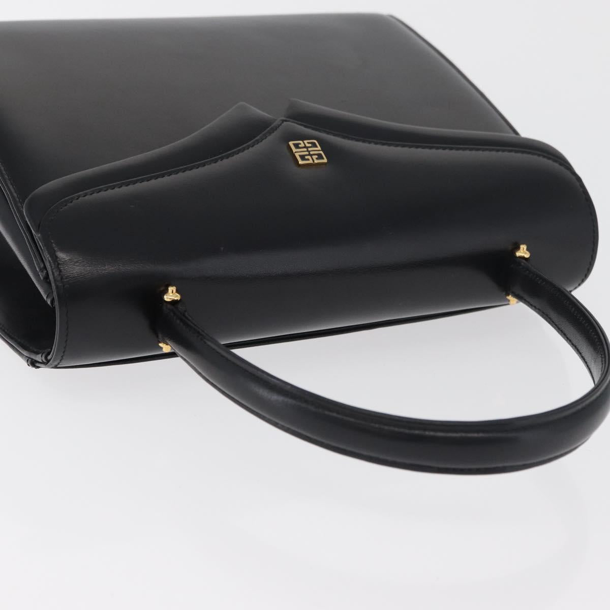 GIVENCHY Hand Bag Leather Black Gold Auth 178755