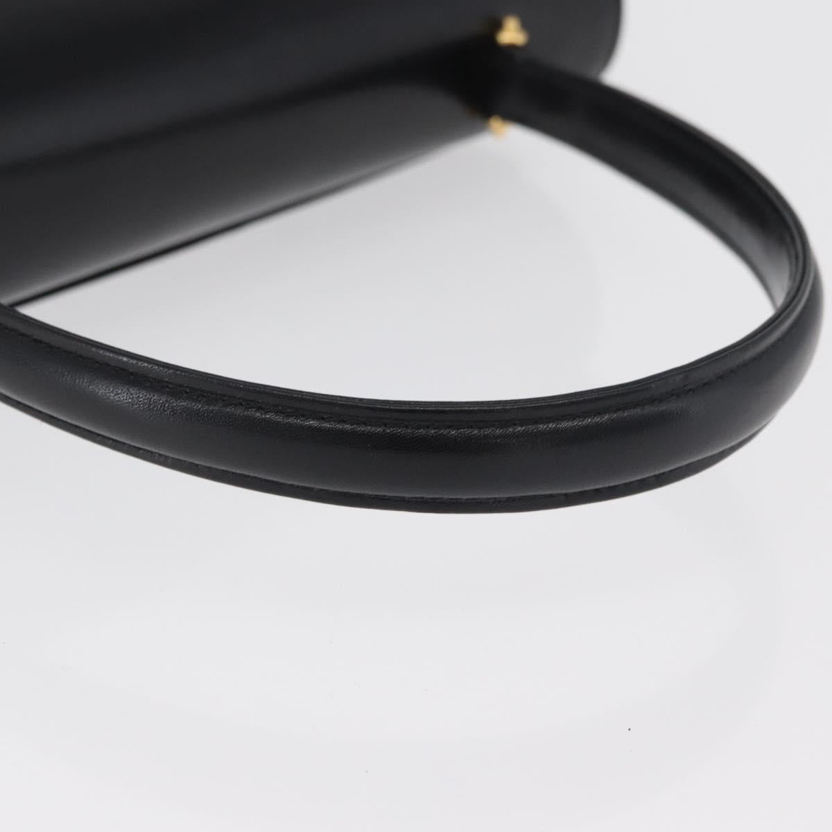 GIVENCHY Hand Bag Leather Black Gold Auth 178755