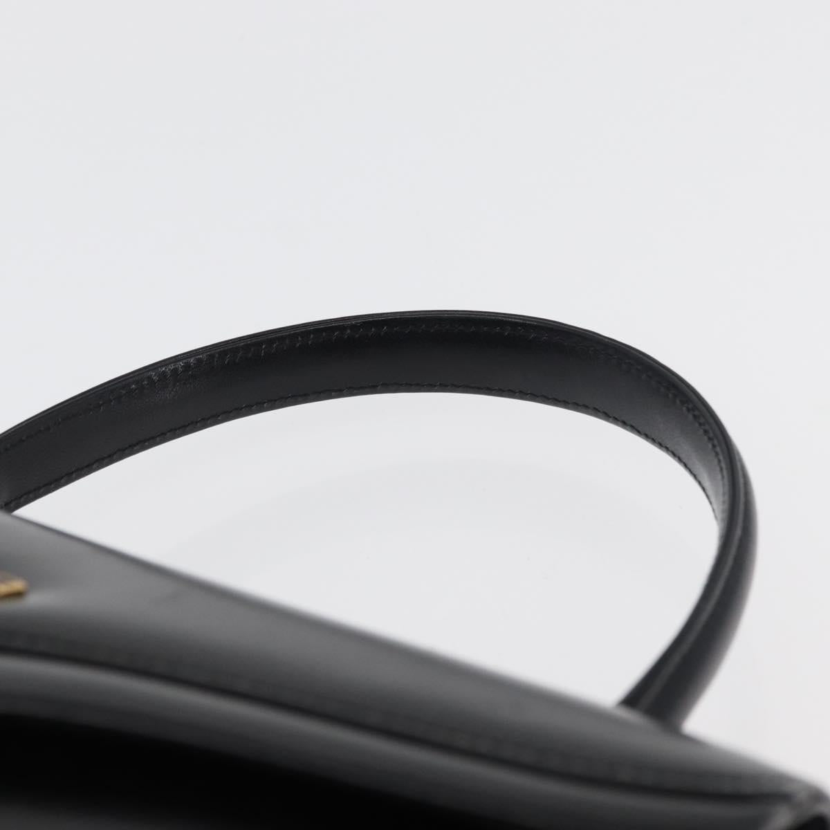 GIVENCHY Hand Bag Leather Black Gold Auth 178755
