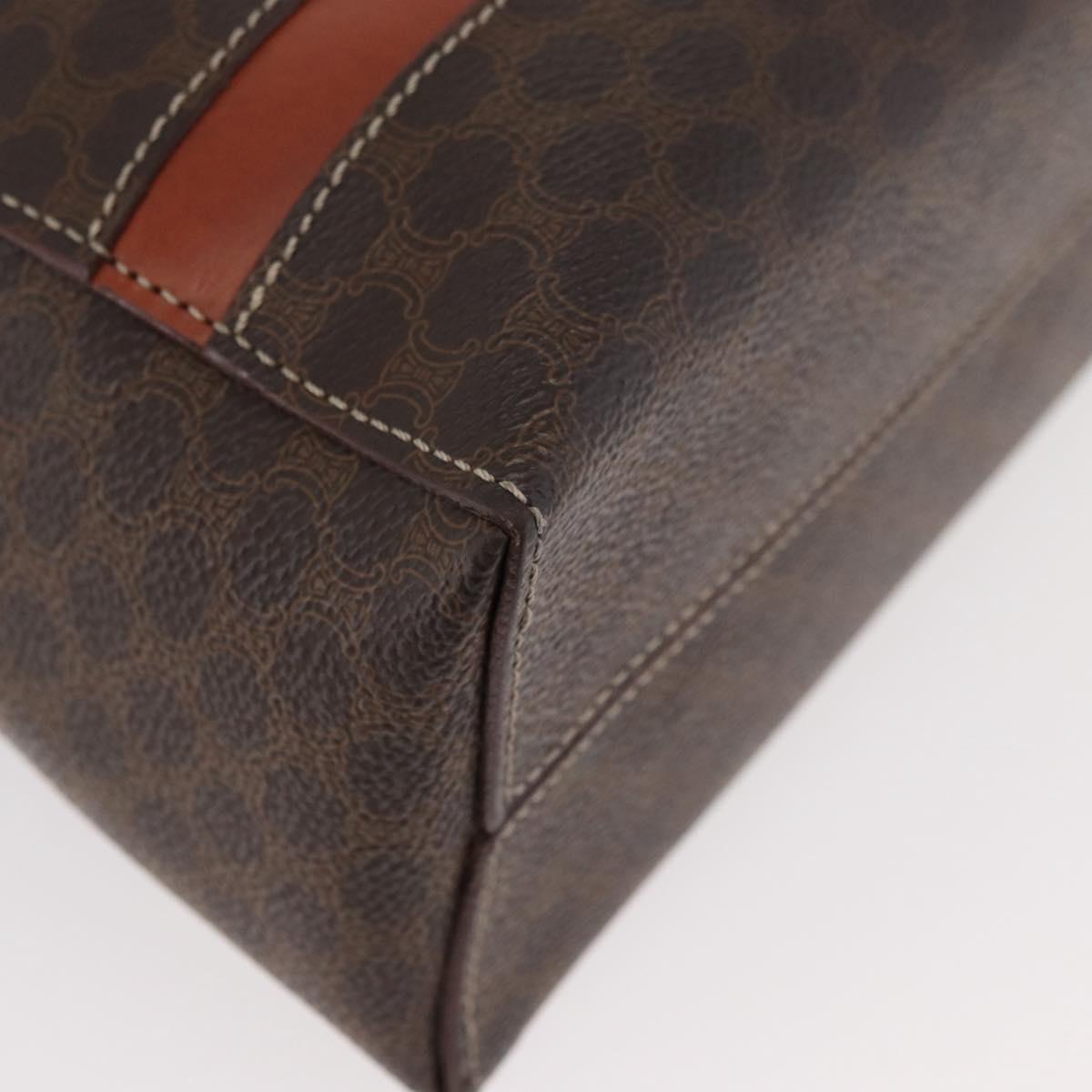 CELINE Macadam Canvas Hand Bag PVC Leather Brown Gold Auth 178762