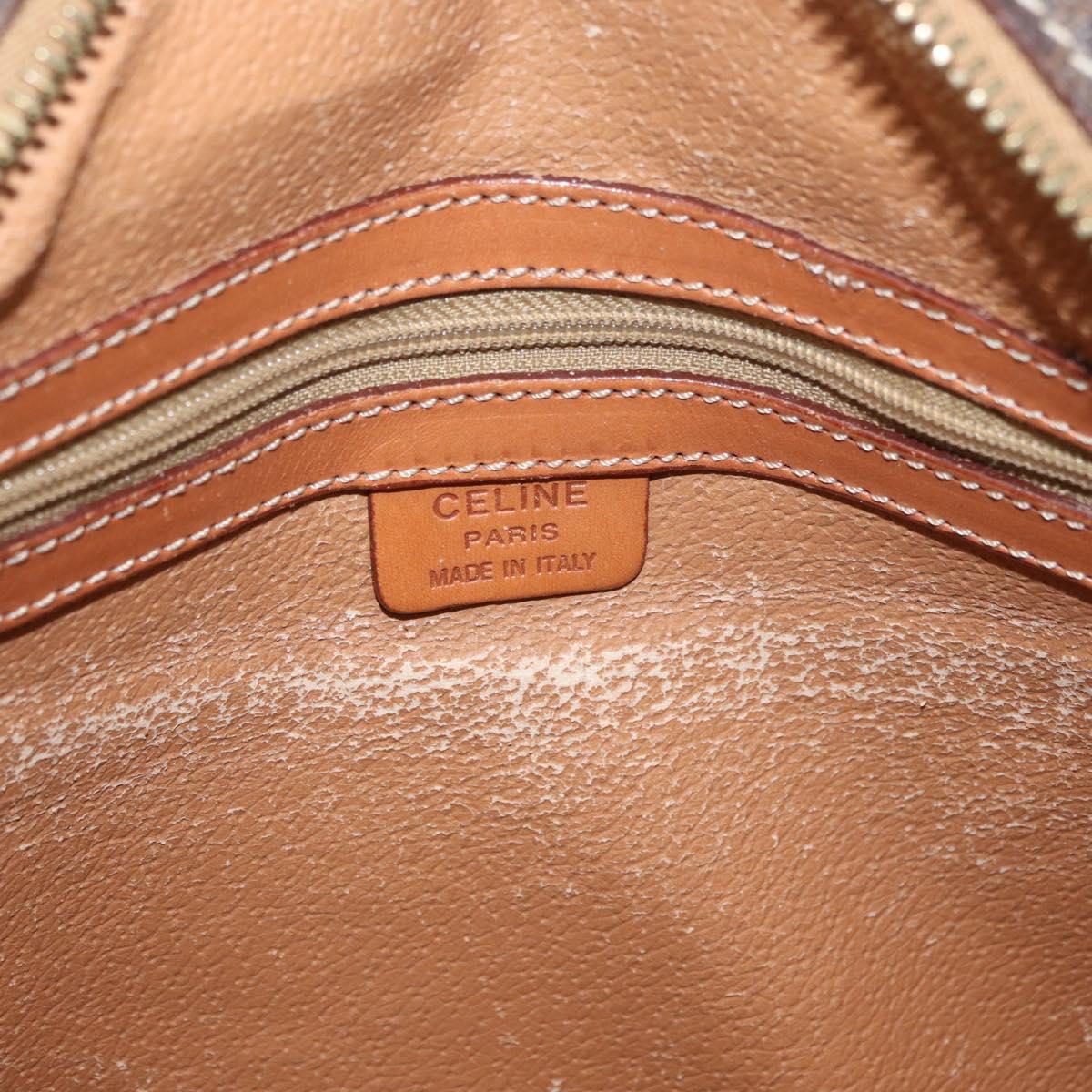 CELINE Macadam Canvas Hand Bag PVC Leather Brown Gold Auth 178762