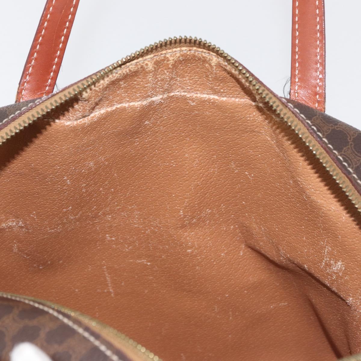 CELINE Macadam Canvas Hand Bag PVC Leather Brown Gold Auth 178762