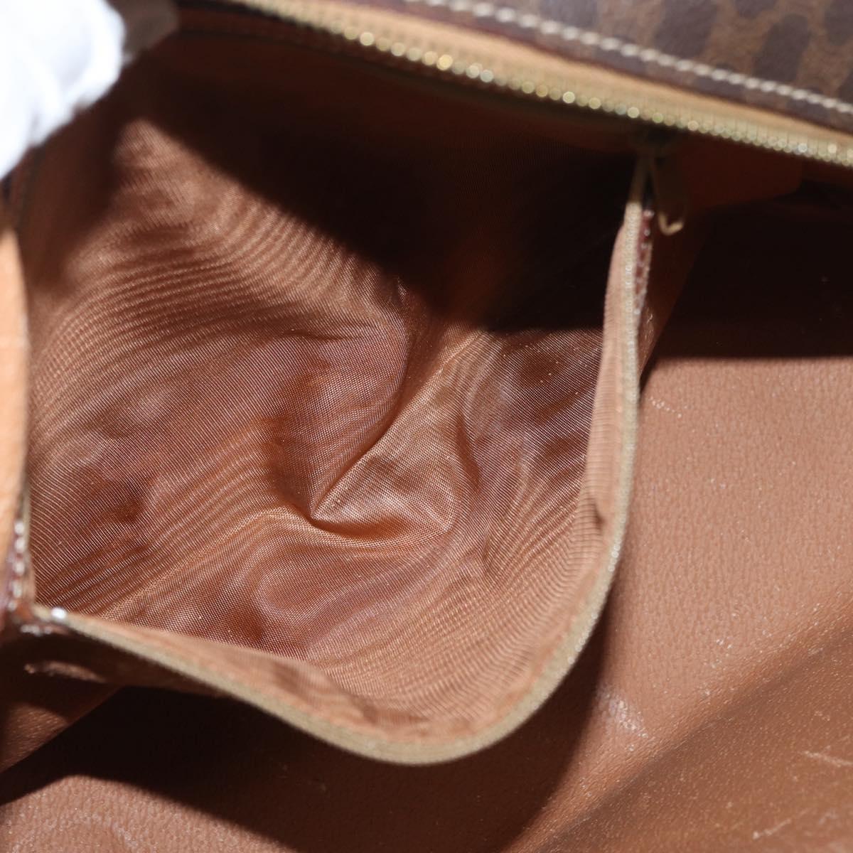 CELINE Macadam Canvas Hand Bag PVC Leather Brown Gold Auth 178762