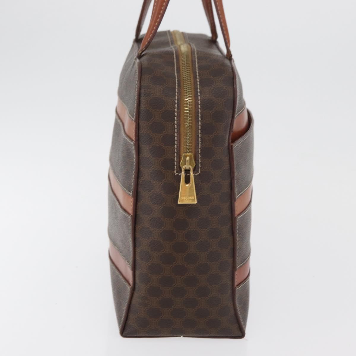 CELINE Macadam Canvas Hand Bag PVC Leather Brown Gold Auth 178762