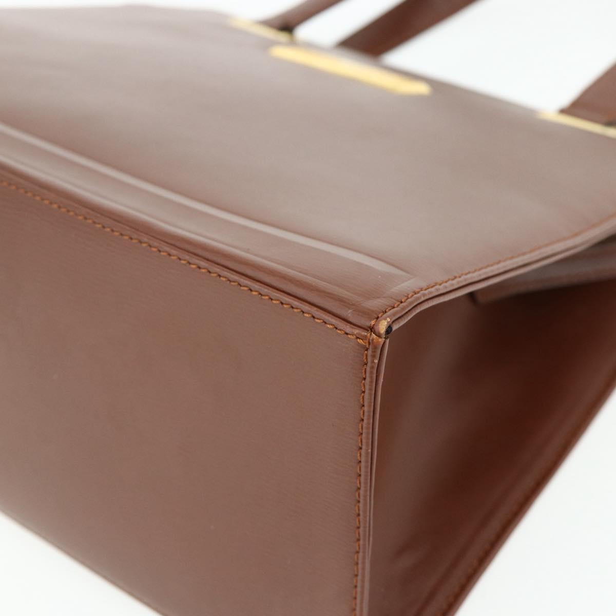 Christian Dior Hand Bag Leather Brown Gold Auth 178764