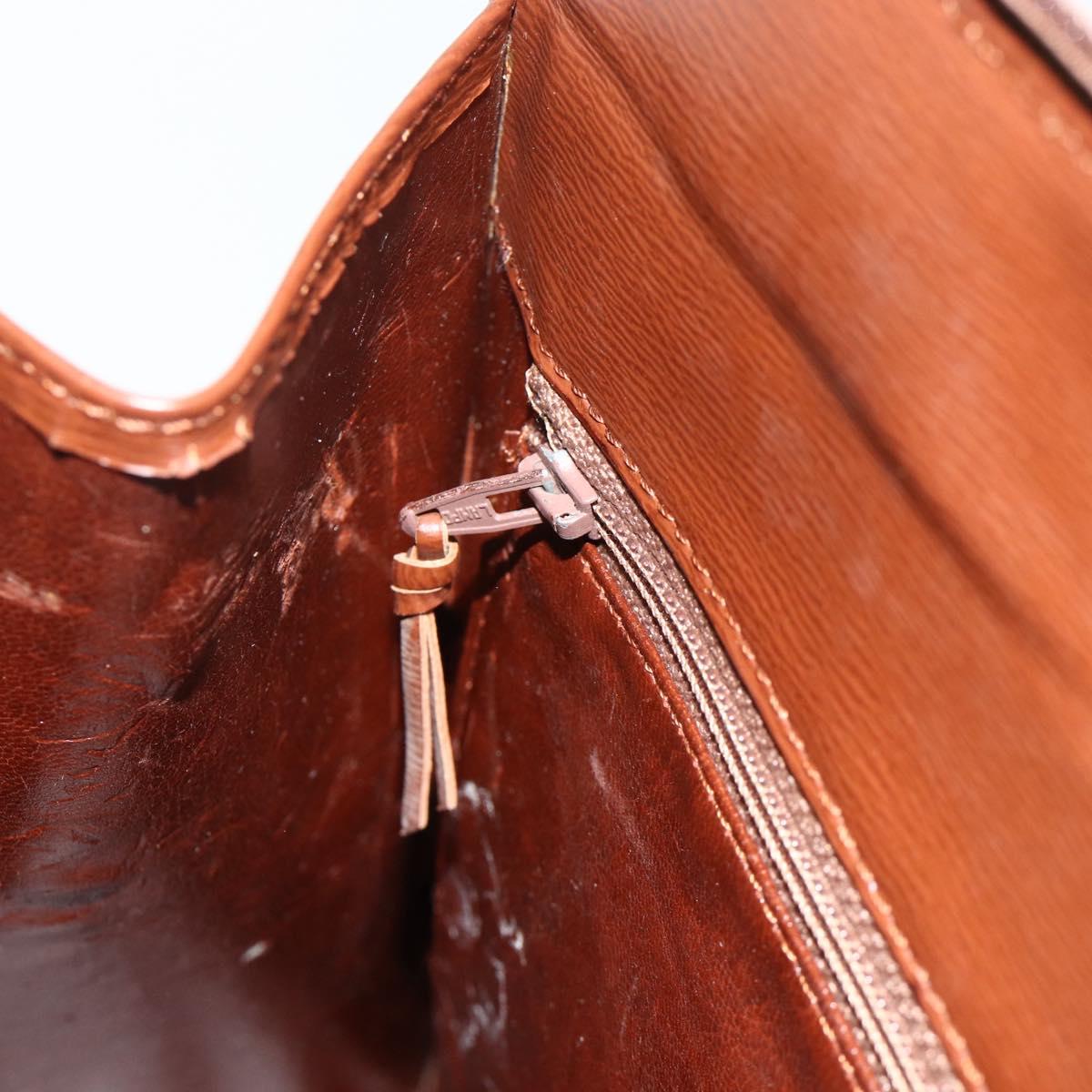 Christian Dior Hand Bag Leather Brown Gold Auth 178764