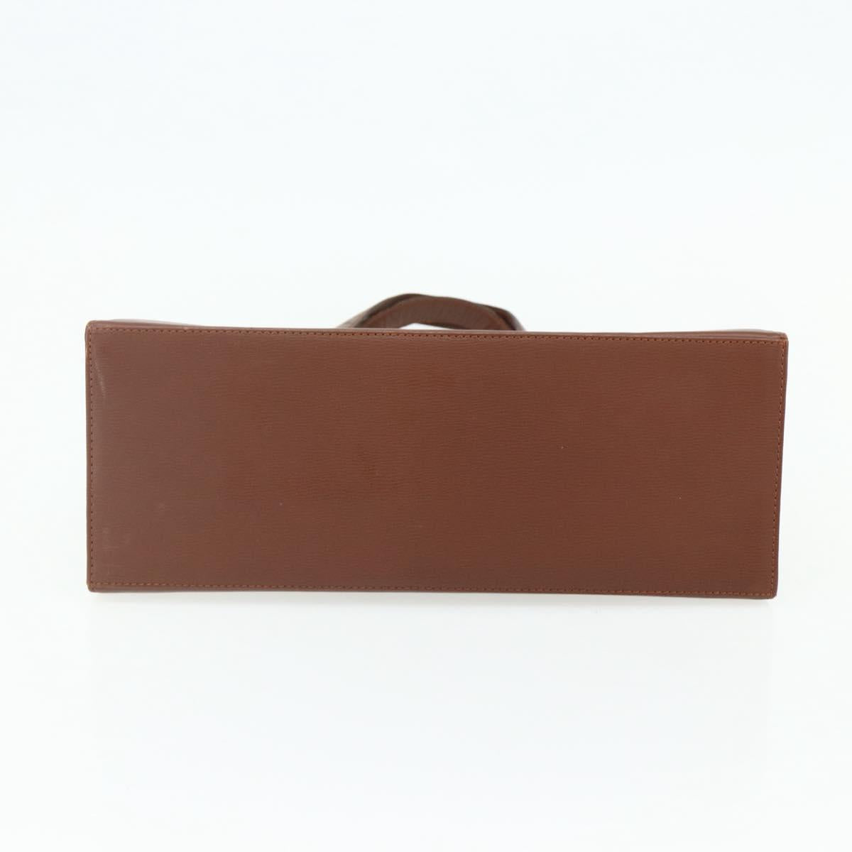 Christian Dior Hand Bag Leather Brown Gold Auth 178764