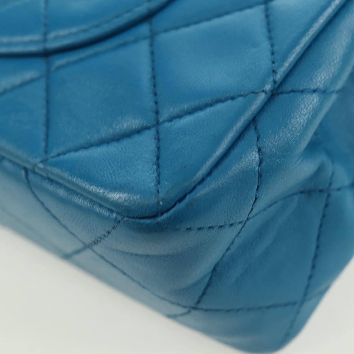 CHANEL Matelasse23 Chain Shoulder Bag Lamb Skin Blue Gold CC Auth 178769V