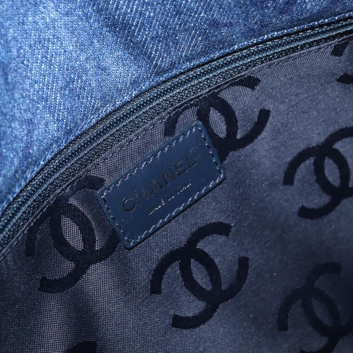 CHANEL Clutch Bag Denim Blue Silver CC Auth 178770SAV