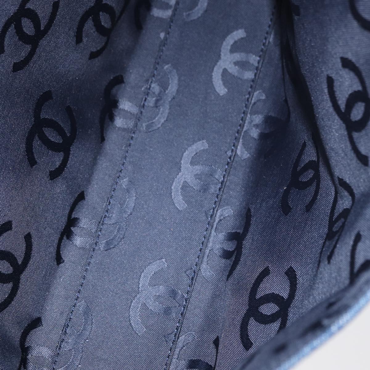 CHANEL Clutch Bag Denim Blue Silver CC Auth 178770SAV