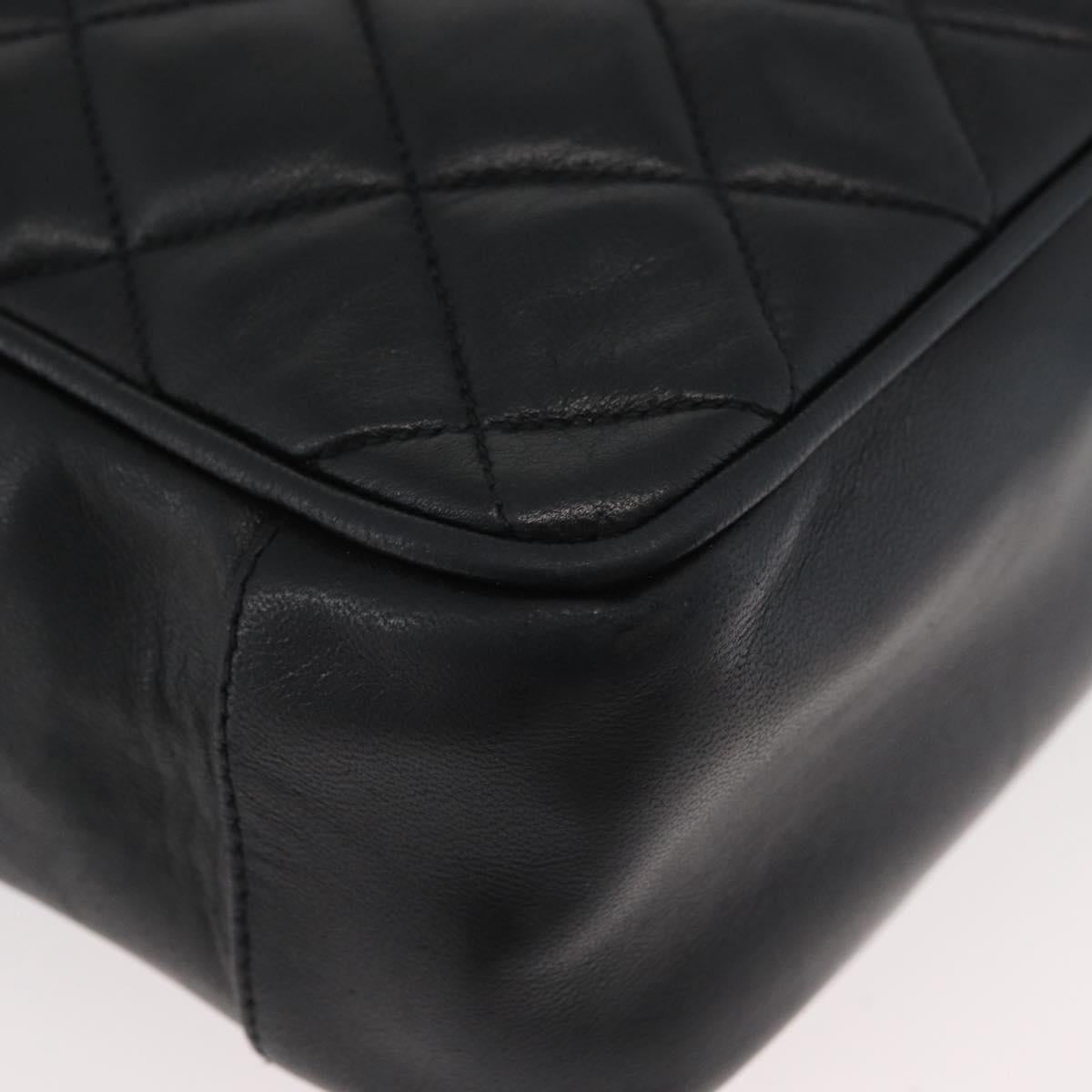 CHANEL Matelasse Chain Tote Bag Lamb Skin Black Gold CC Auth 178772V