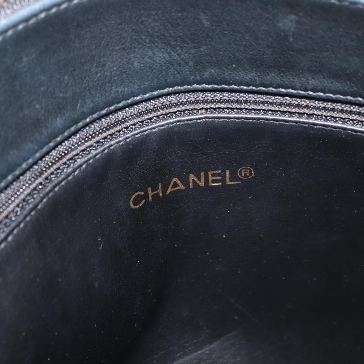 CHANEL Matelasse Chain Tote Bag Lamb Skin Black Gold CC Auth 178772V