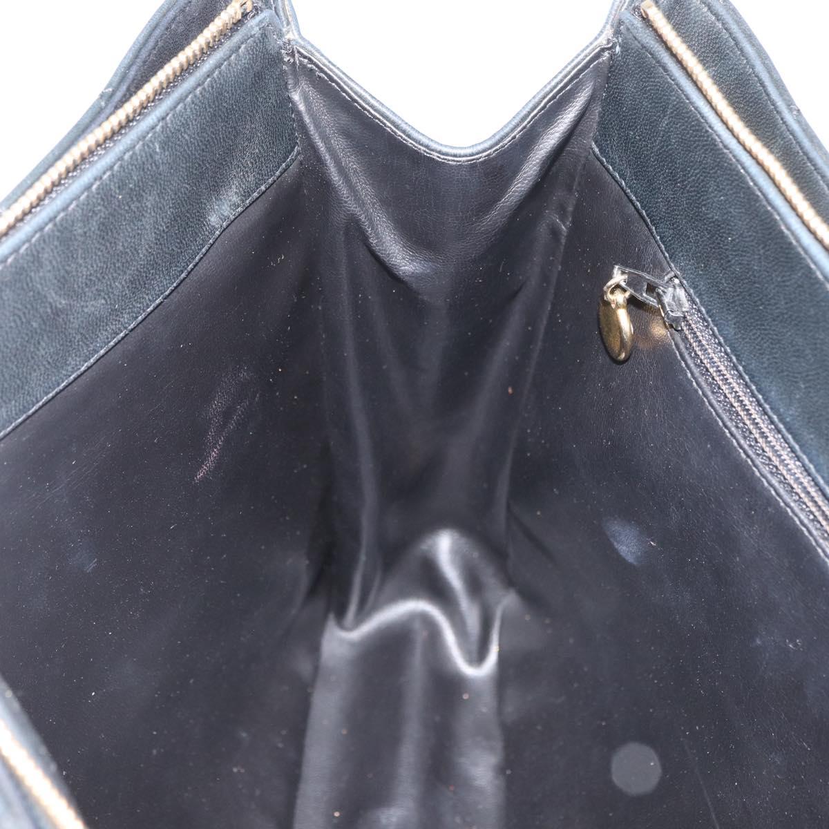 CHANEL Matelasse Chain Tote Bag Lamb Skin Black Gold CC Auth 178772V