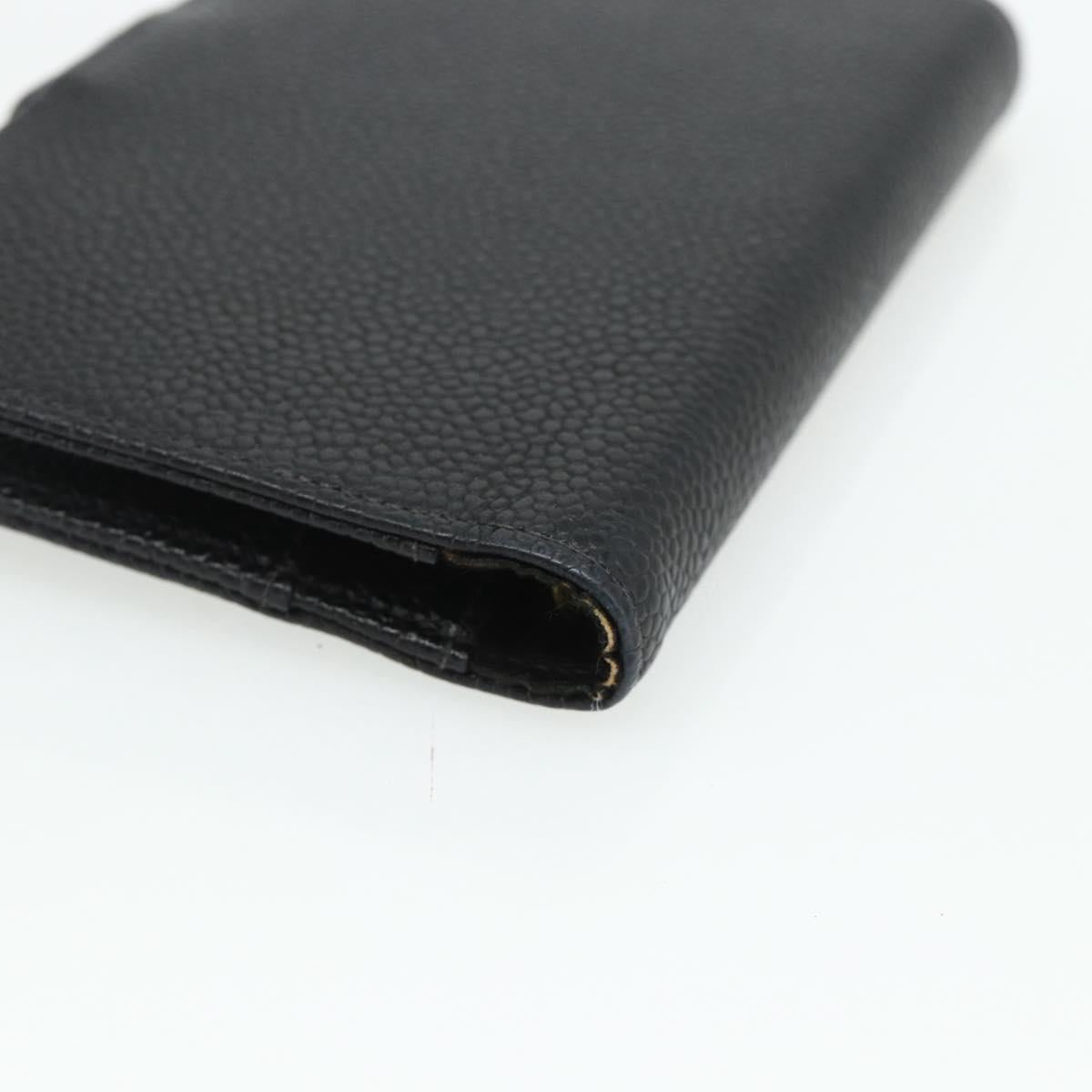 CHANEL Day Planner Cover Caviar Skin Black Gold CC Auth 178788A