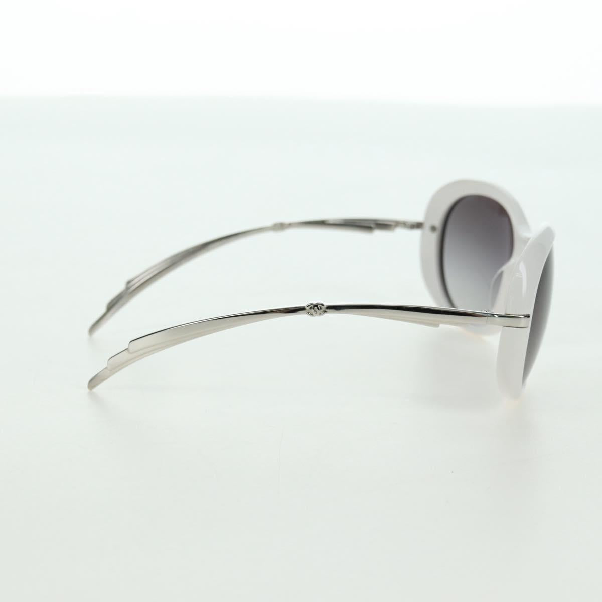CHANEL COCO Mark Sunglasses plastic White CC Auth 178794M