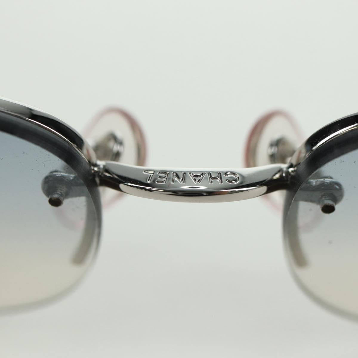 CHANEL COCO Mark Sunglasses metal Silver CC Auth 178795V