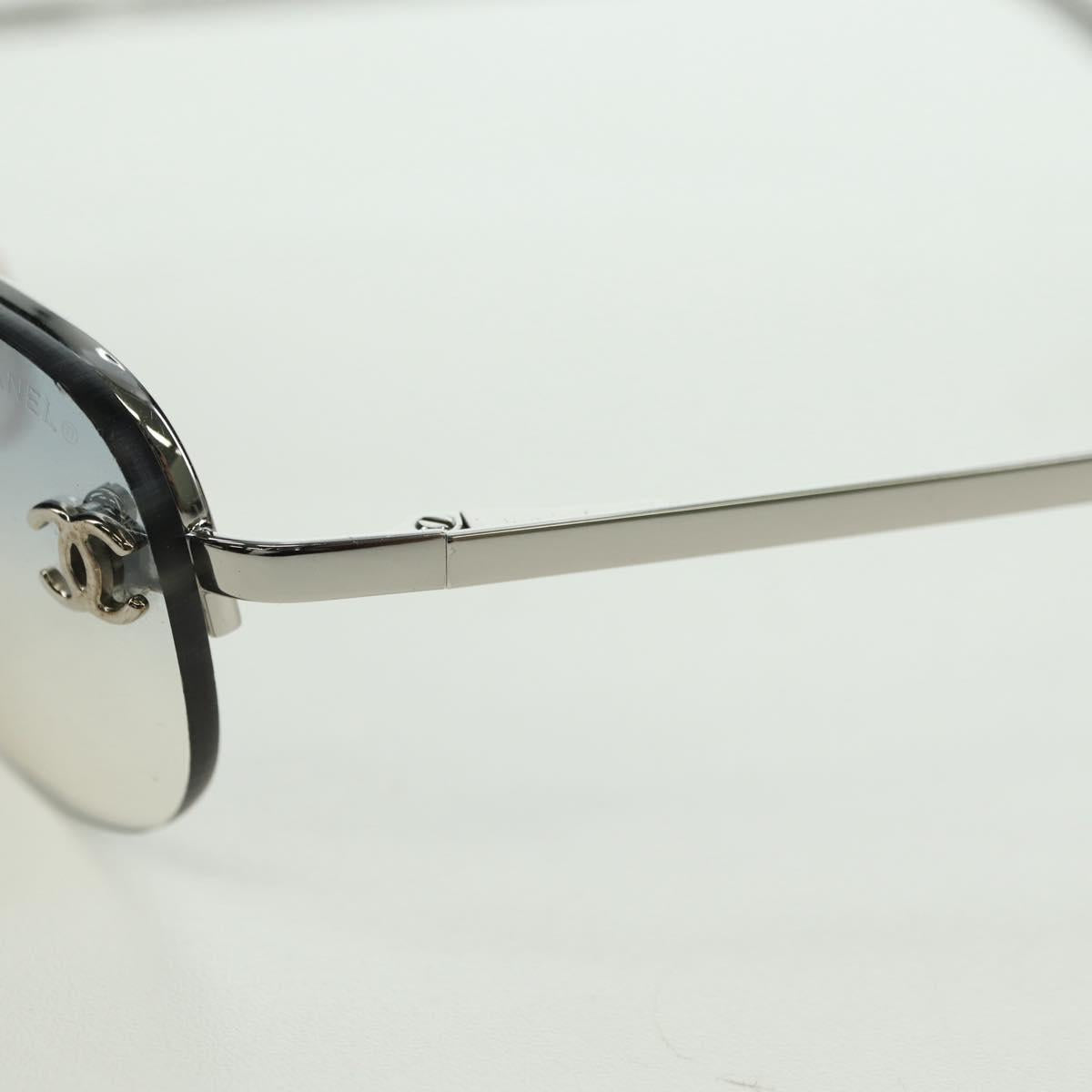 CHANEL COCO Mark Sunglasses metal Silver CC Auth 178795V