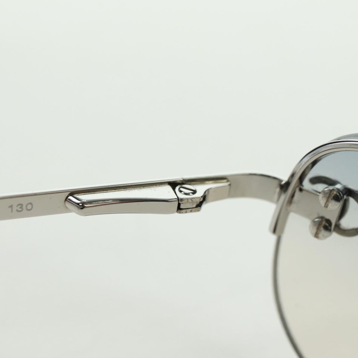 CHANEL COCO Mark Sunglasses metal Silver CC Auth 178795V