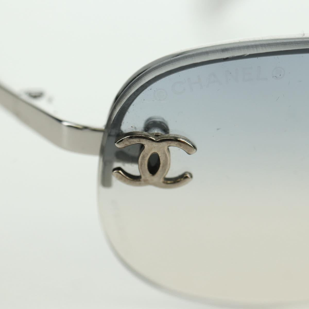 CHANEL COCO Mark Sunglasses metal Silver CC Auth 178795V