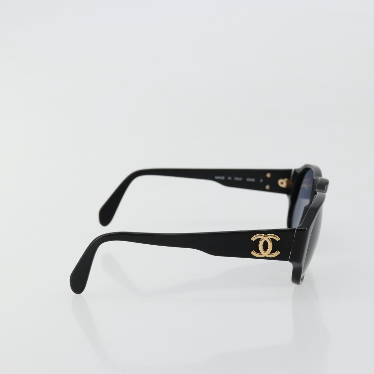 CHANEL COCO Mark Sunglasses plastic Black CC Auth 178797
