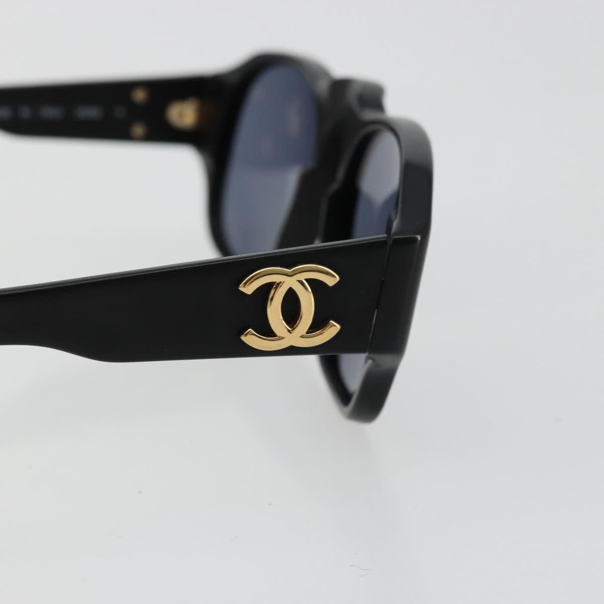 CHANEL COCO Mark Sunglasses plastic Black CC Auth 178797